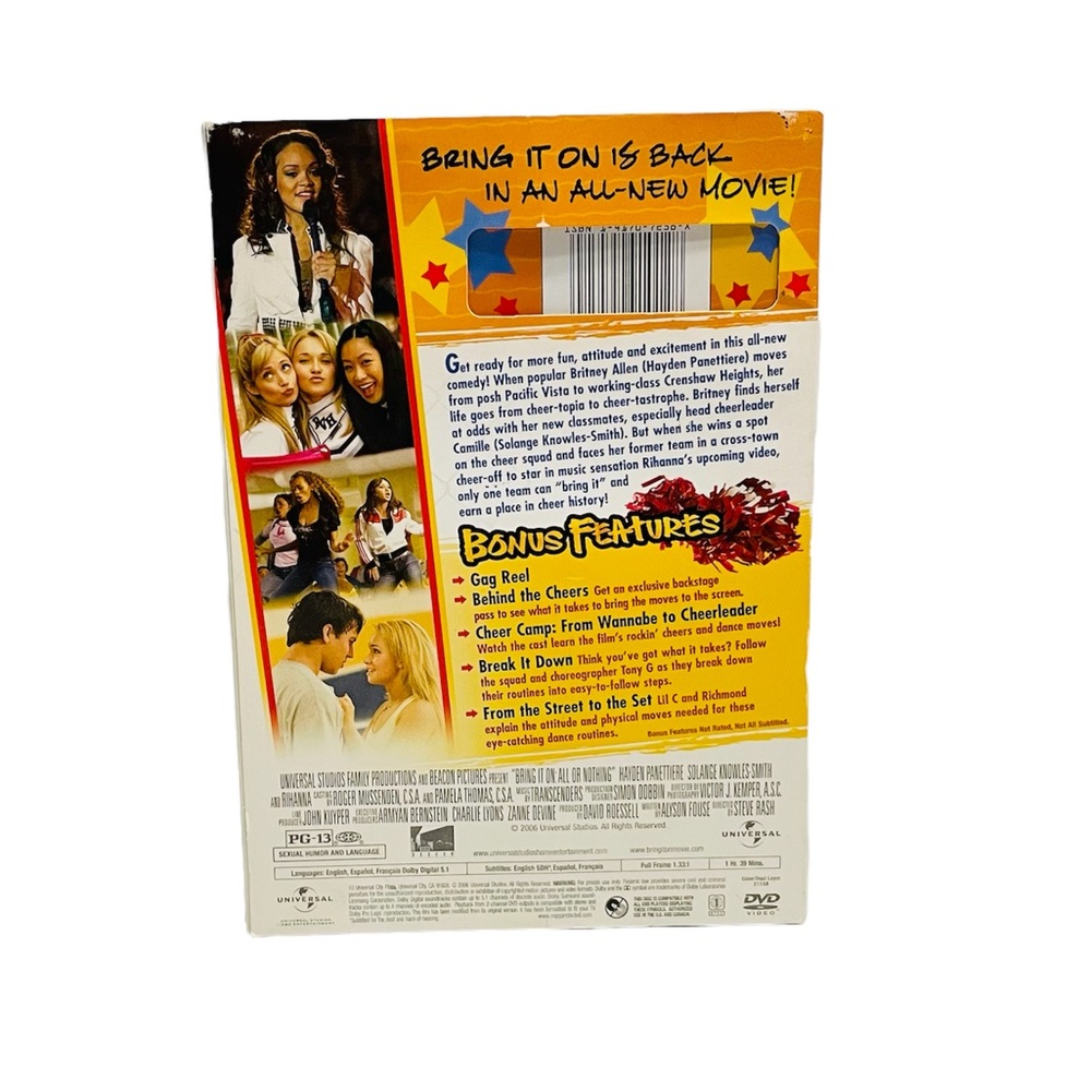 BRING IT ON ALL OR NOTHING DVD Movie Cheerleading High school Rihanna PG-13 - Picture 2 of 7